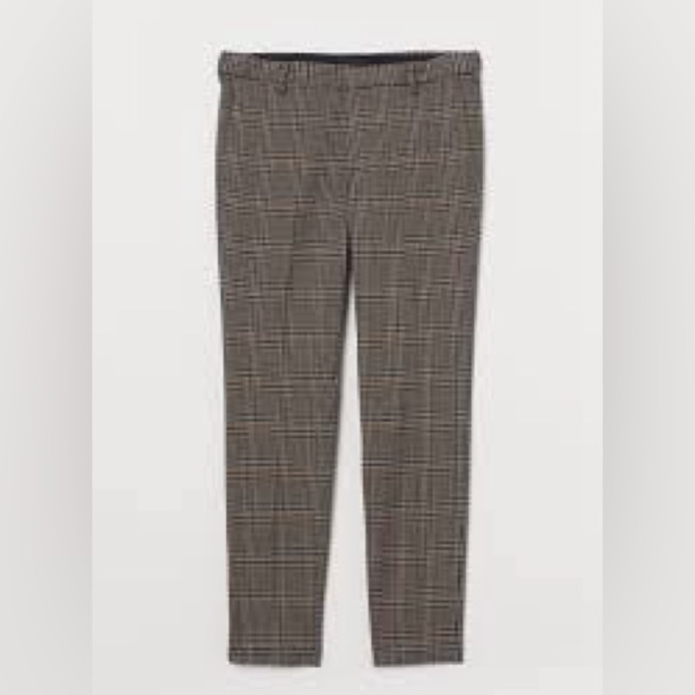 H&M Men’s Skinny Fit Glen Plaid Dress Pants Brown Tan Size 33 Business Casual